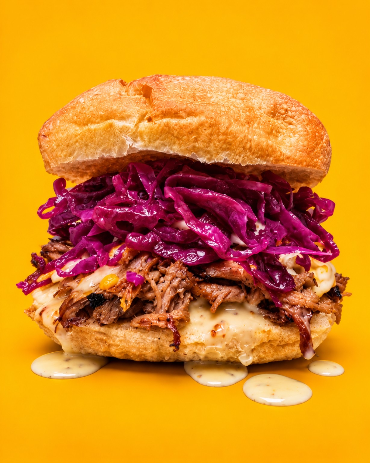 Focaccia HONEY — Pulled pork artigianale, cheese, cavolo viola, honey mustard